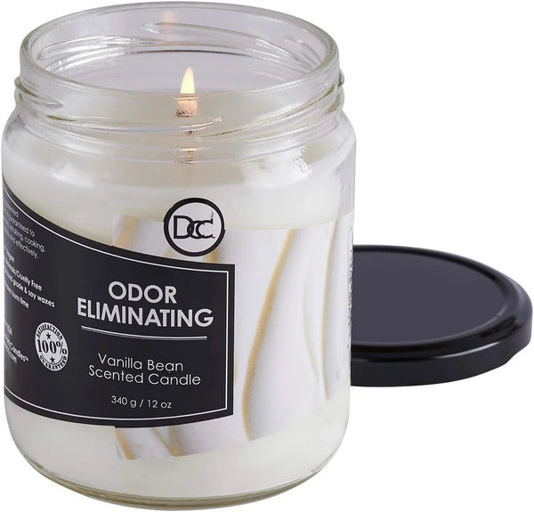 Vanilla Bean Odor Eliminating Highly Fragranced Candle - Eliminates 95% of Pet, Smoke, Food, and Other Smells Quickly - up to 80 Hour Burn Time - 12 Ounce Premium Soy Blend3