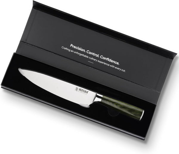 8 Inch Professional Chef Knife - Ultra Sharp German-Inspired Precision Blade High-Carbon Stainless Steel, Ergonomic Pakkawood Handle, Blade Guard and Gift Box for Home Cooks and Restaurants6