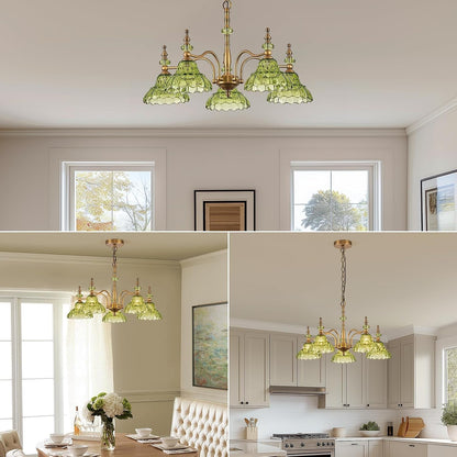 Chandeliers Light 5 Lights Chandelier Lamp Modern Pendant Lighting Fixtures Hanging Lamps for Dining Room Entryway Living Room Bedrooms Foyer Entrance Kitchen Brass and Green5