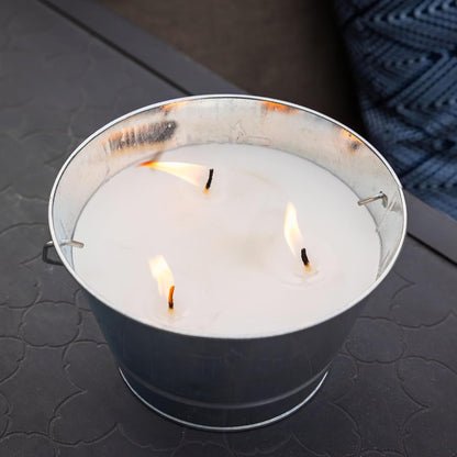 Citronella Candle Bucket for Outdoors, Triple-Wick Galvanized Metal7