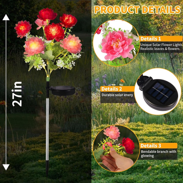 Solar Garden Lights Outdoor, 4 Pack 28 Solar Flower Lights Waterproof2