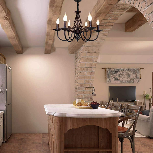 Black Chandelier, 6-Light Farmhouse Candle Light for Dining Room7