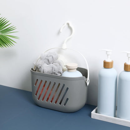 Plastic Storage Basket with Hook 8.26X5.51X5.11In Hanging Shower Caddy Waterproof Rustproof Organizer for Kitchen Bathroom with Drainage for Toiletries Dorm Pantry8