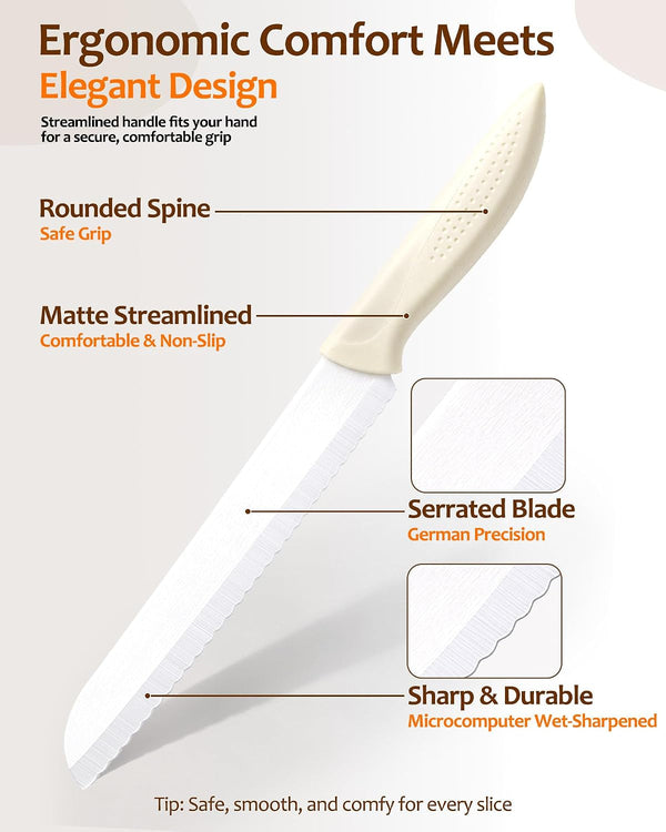 Ceramic Bread Knife for Homemade Sourdough with Baking Pad, Zirconia Slicer5
