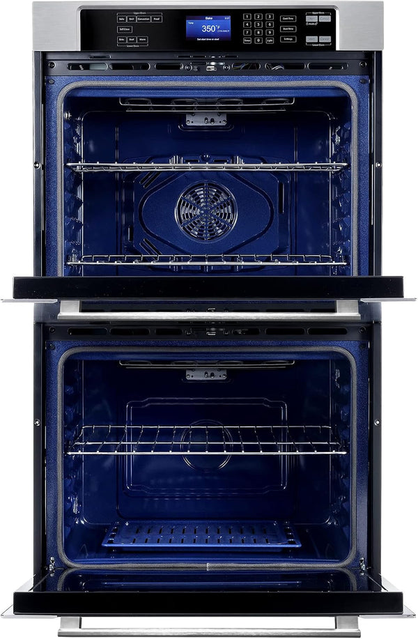 30 In. Haven Coll Double Electric Wall Oven, True Convection, Stainless |  COS-30EDWC Blue Porcelain, Self Clean Function, 7 Oven Functions, Digital Display, Interior Lighting7
