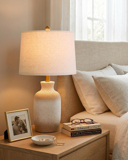 24'' Farmhouse Ceramic Table Lamp with Natural Textured Finish5