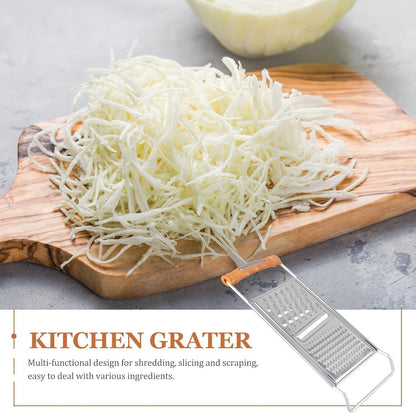 2Pcs Stainless Steel Multifunction Kitchen Grater and Slicer Set, Handheld Vegetable Grater for Potato, Carrot, Cheese, Countertop Food Shredder Tool for Home Cooking3