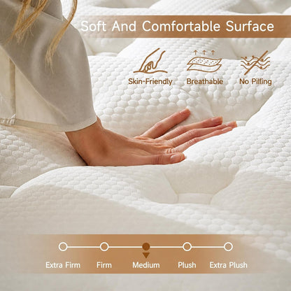 Queen Mattress, 12 Inch Hybrid Queen Mattress in a Box, Medium Firm Memory Foam Mattress, with Individual Pocket Springs, Upgrade Zoned Support, Motion Isolation&Pressure Relief, Certipur-Us5