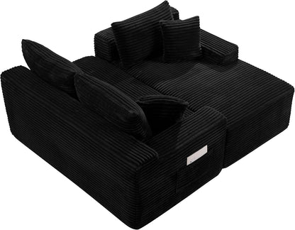 95" L-Shaped Cloud Sectional Couch, Right Facing Modular Compressed Boneless Sectional Sofa with Chaise Lounge, Plush Corduroy Boneless Corner Sofa for Living Room11
