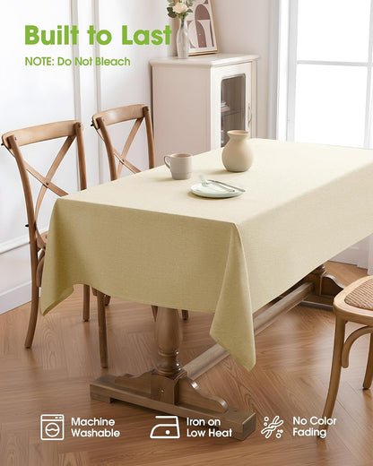 Rectangle Linen Tablecloth Waterproof & Stain Resistant, Wrinkle-Free Table Cloth Adds Elegance and Protection, Ideal for Dining, Party, Wedding and Outdoor, 52 X 70 Inch, Beige4