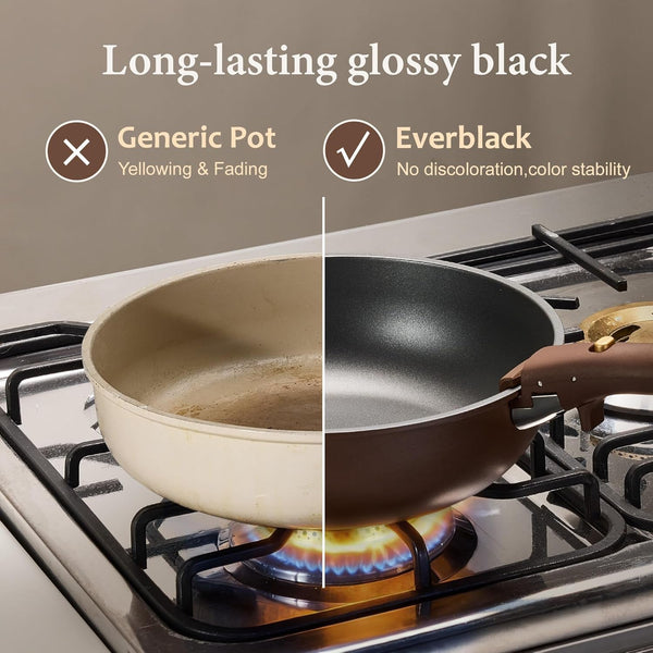 21Pcs Pots and Pans Set, Nonstick Cookware Set Detachable Handle, Induction Kitchen Cookware Sets Non Stick with Removable Handle, RV Cookware Set, Oven Safe, Brown4