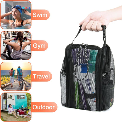 Mesh Shower Caddy Toiletry Organizer Hanging Shower Tote Bag, Quick Dry Shower Organizer Portable Bath Bag with Durable Zippers & Side Pockets for Travel, Gym, Swimming, Beach and Camp6