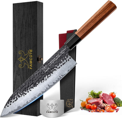 8'' Japanese Knife, Hand Forged Pro Chef Knife with Sandalwood Box1