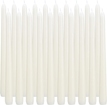 Ivory Taper Candles, Set of 20 Unscented and Smokeless 10 Inch Taper Candles Long Burning, Paraffin Wax with Cotton Wicks for Burning Approxinately 7-8 Hours Time1