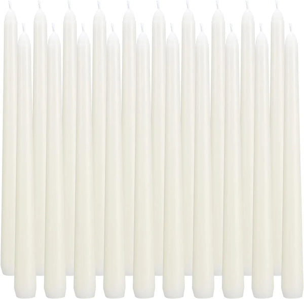Ivory Taper Candles, Set of 20 Unscented and Smokeless 10 Inch Taper Candles Long Burning, Paraffin Wax with Cotton Wicks for Burning Approxinately 7-8 Hours Time1