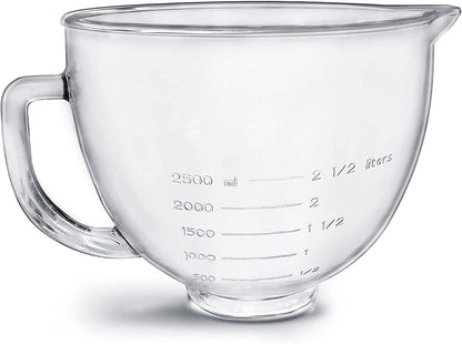 Tilt-Head Stand Mixer Glass Bowl, 5 Qt,Compatible with Kitchenaid Artisan 5KSM125, 5KSM150, 5KSM175, 5KSM7580, KSM150, RRK150,K45, K45SS, KSM75, KSM90, Ksm95,Classic without Lid1