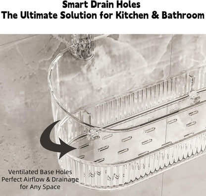 Wall Mount Suction Shower Caddy Bathroom Storage Shelf Clear 1PC4