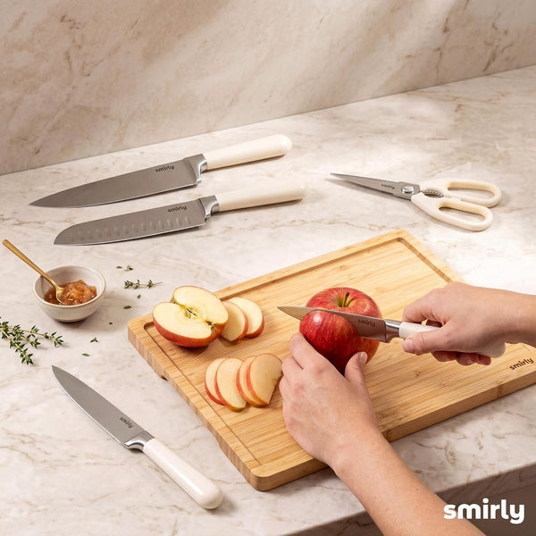 14-Piece Kitchen Knife Set with Block, Razor-Sharp, Cream White | High Carbon Stainless Steel Blades, Dishwasher Safe, with a Magnetic Block for Slicing, Chopping and Everyday Meal Prep7