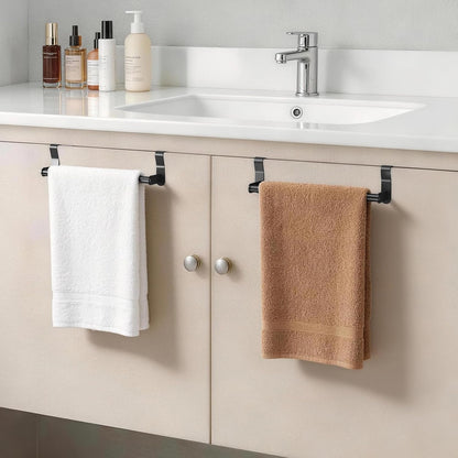 over Cabinet Towel Holder, 2 Pack Cabinet Door Towel Bar, Black9