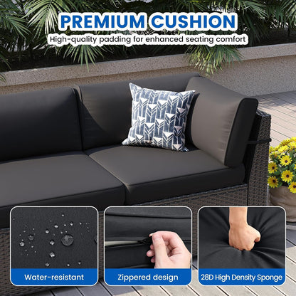 8 Piece Patio Furniture Set with 44” Fire Pit Table with Thickened Cushions6