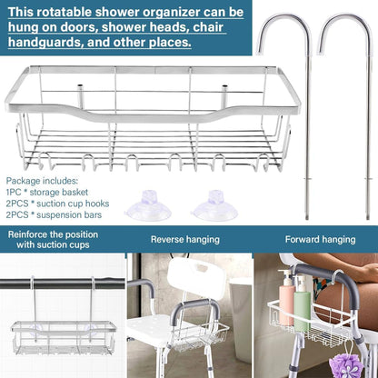 Shower Caddy Hanging for Elderly, Stainless Steel Hanging Basket with Hooks5