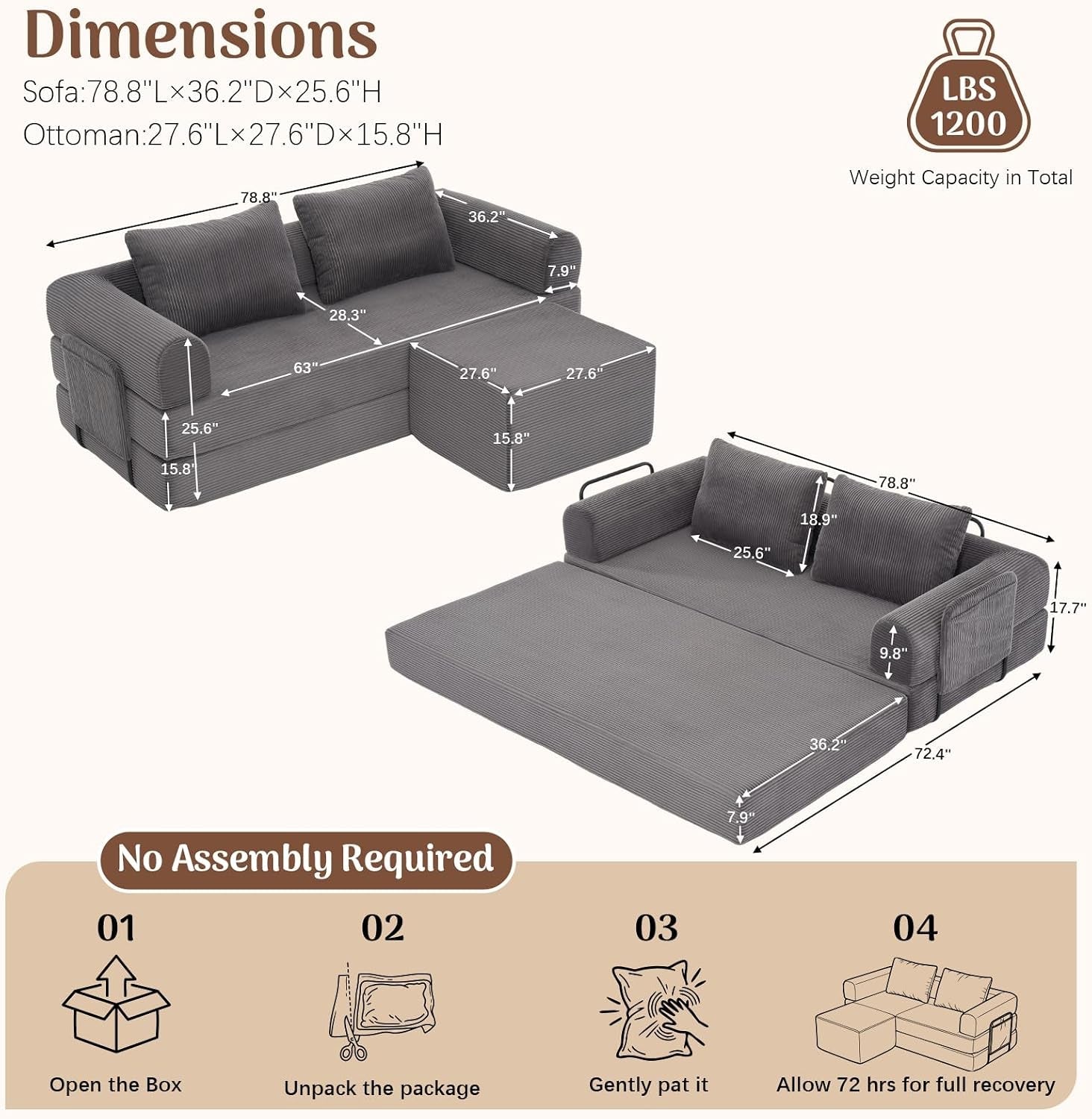 78-8-compressible-foldable-loveseat-sleeper-sofa-bed-with-ottoman-30d-powder-free-foam-corduroy-couch-space-saving-convertible-sofa-for-small-apartment-living-room-bedroom-easy-setup