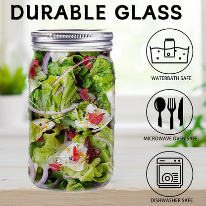 Mason Jars 32 Oz,12 Pack Quart Wide Mouth Mason Jar with Airtight Lids,Glass Canning Jars for Fermenting, Pickling,Meal Prep,Overnight Oats & Centerpieces3