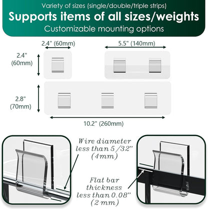 Shower Caddy Adhesive Replacement, Soap Holder, Sponge Holder and Kitchen Sink Rack (Transparent - 14 Packs)2