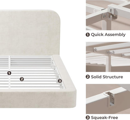 Airframe Queen Upholstered Bed Frame with Rounded-Corner Headboard8