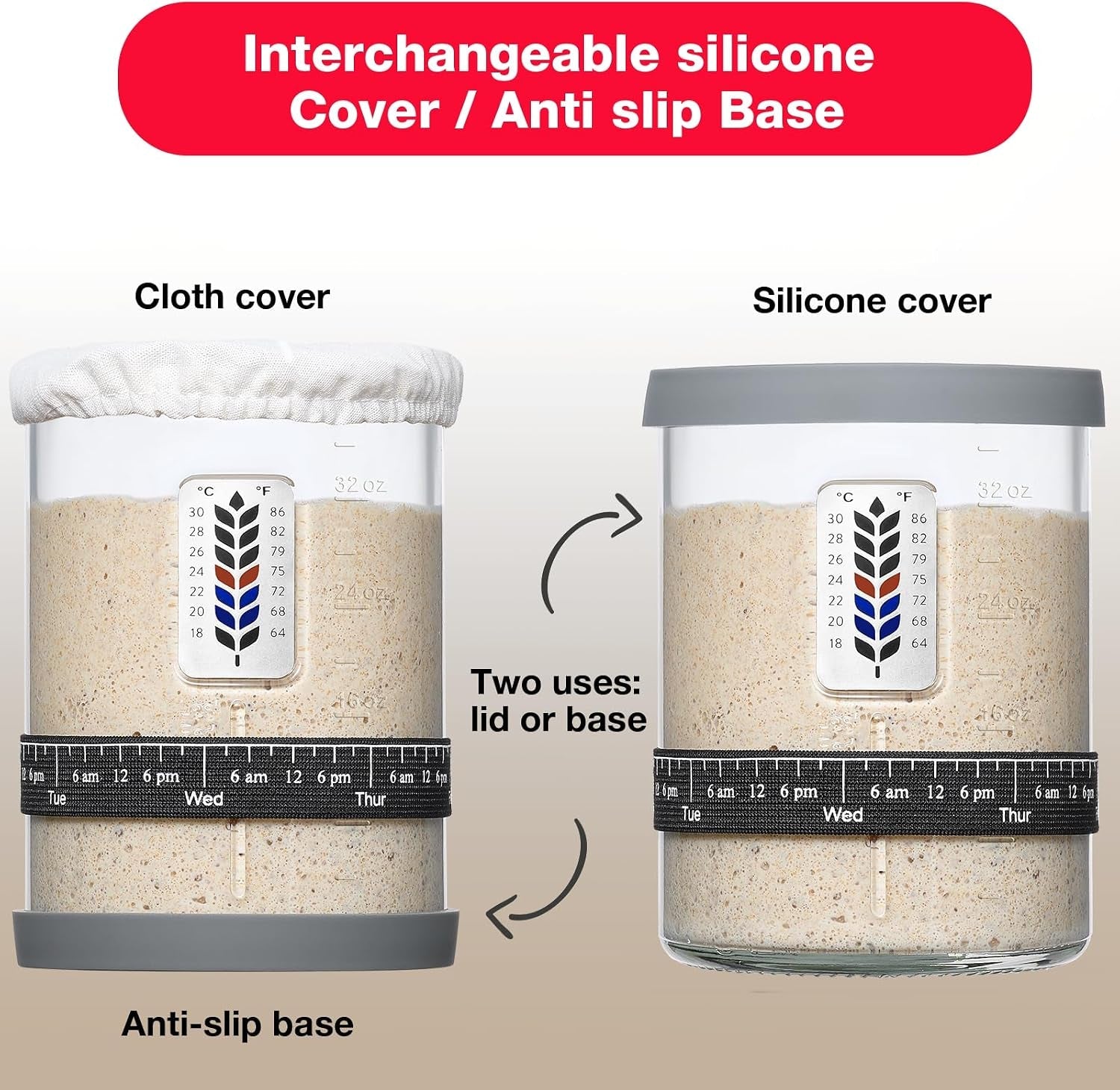 2-pack-premium-pro-sourdough-starter-jar-kit-40oz-large-wide-mouth-sourdough-bread-jar-with-marked-feeding-band-thermometer-scraper-cloth-cover-silicone-lid-base-glass-container-baking-supply