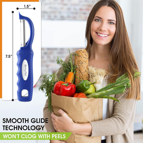 Stainless Steel Swivel Peeler & 4 Sided Handheld Box Grater, XL Size - 2 Product Bundle - Sapphire3