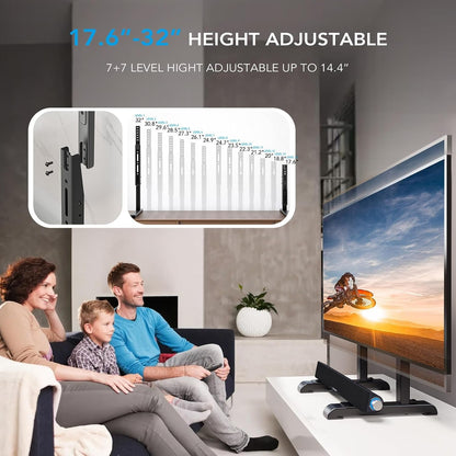 Universal TV Stand, Table Top TV Stand Base Wobble Replacement for Most 24 to 80 Inch LCD LED Tvs, 7 Height Adjustable TV Legs Hold up to 150Lbs, Max VESA 800X500Mm, Black AX10TB022