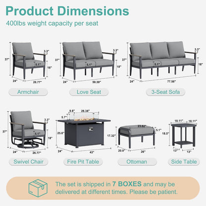 Aluminum Outdoor Patio Furniture Set with Swivel Rocking Chairs2