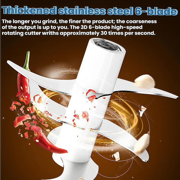 2026 Upgrade Electric Garlic Chopper Mini, 320 Ml Small Garlic Chopper Mincer with 6 Stainless Steel Blades, Portable Rechargeable Cordless Chopper for Onion,Chili,Ginger,Nuts,Meat & Fruits (Blue)5