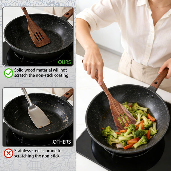 10-Piece Acacia Wood Cooking Utensil Set for Nonstick Cookware6