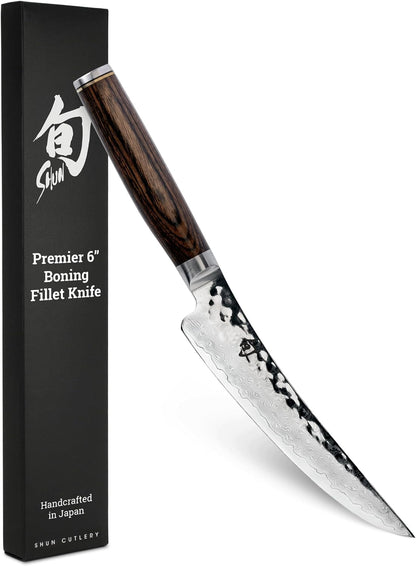 Shun Premier 6" Gokujo Boning Knife, Handcrafted Japanese Boning & Fillet Knife, VG-MAX Core with Damascus Stainless Steel Cladding, Pakkawood Handle, Meat & Fish Tool for Professional and Home Chefs1