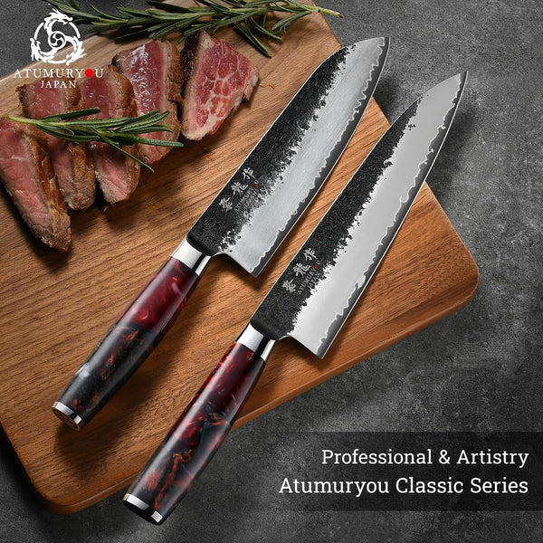 7'' Japanese Santoku Chef Knife, Black Forged 3-Layer VG10 Steel Core2