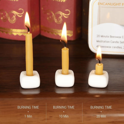 20 Minute Mini Candles Set,2.6 Inch Small Bees Wax Taper Meditation Candles 40Pcs,Candles Smokeless,Dripless for Home,Womens Gifts Yogas-Yellow4