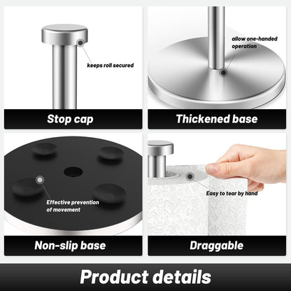 Paper Towel Holder Countertop, 4 Non-Slip Suction Cups, Weighted Base4