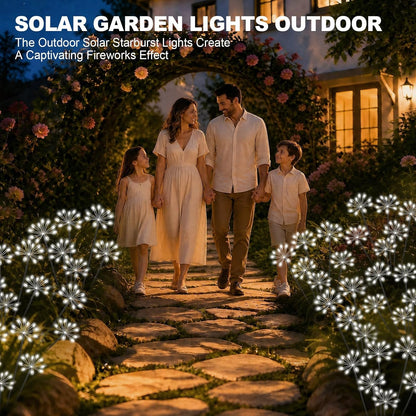 Solar Garden Lights Outdoor, Upgraded Solar Swaying Starburst Light Waterproof with 2 Modes, Solar Fairy Firework Lights for Yard Patio Pathway Flowerbed Balcony Garden Decoration (White, 2 Pack)2