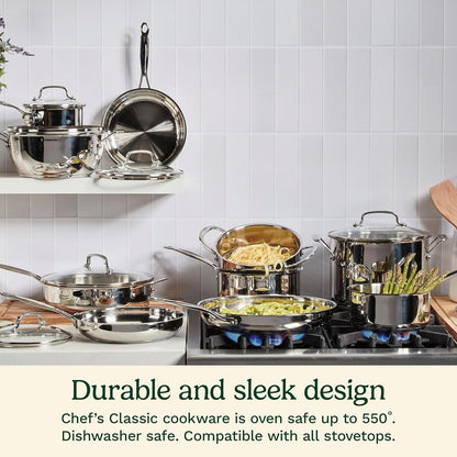 1 Quart Saucepan W/Cover, Chef'S Classic Stainless Steel Cookware Collection, 719-142