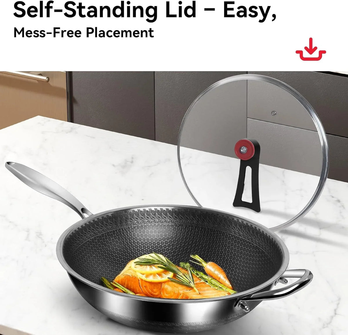 5-piece-stainless-steel-flatware-set-and-coating-free-hybrid-stainless-steel-wok-with-lid-12-6-flat-bottom-stir-fry-pan