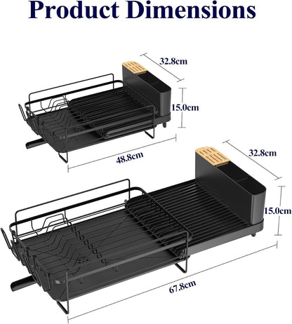 Extendable Dish Drying Rack, 19.2"-26.7" L X 12.9" W, Black4