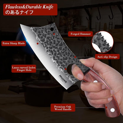 Meat Cleaver Knife with Sheath, Hand Forged Viking Knife, Mens Gifts4