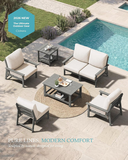 Modular Outdoor Conversation Set, 7Pcs Patio Furniture, Grey/Beige4