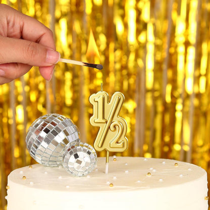 Half Year Birthday Candle, 1/2 Gold Number Birthday Candles, Cake Topper for Baby'S Sixth Month Birthday Anniversary Celebration Party Supplies6