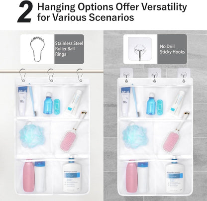 7-Pocket Mesh Shower Caddy - Hanging Shower Organizer for Cruise4