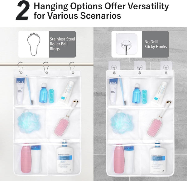 7-Pocket Mesh Shower Caddy - Hanging Shower Organizer for Cruise4