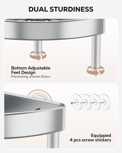 4 Tier Aluminum Corner Shower Caddy Standing Rustproof-Silver5
