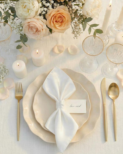LIYH 24 Pcs Plastic Plates Reusable,Unbreakable Dinner Plates, Scalloped Plastic Plates, Dishwasher Safe,Ivory Plate Sets Perfect for Parties, Birthday, Picnics, BPA Free(12Guests)4